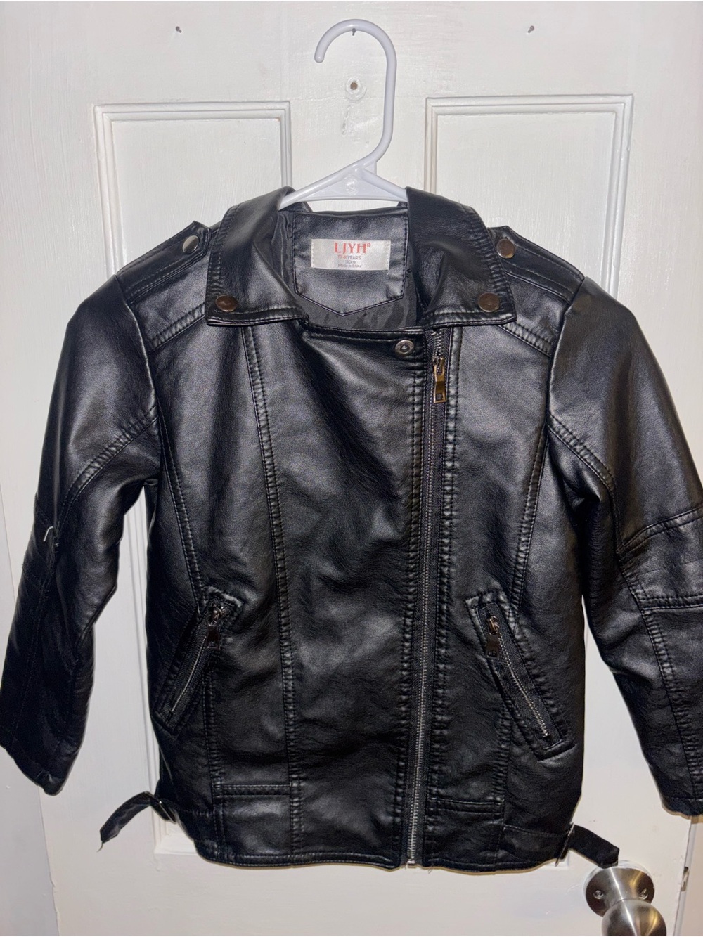 Kids Black Faux Leather Motorcycle Jacket